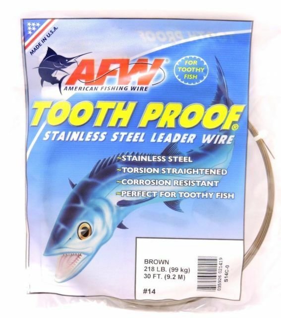 AFW TOOTH PROOF BROWN SINGLE STRAND STAINLESS STEEL LEADER FISHING WIRE  27LB-360 – Fishing Advantage